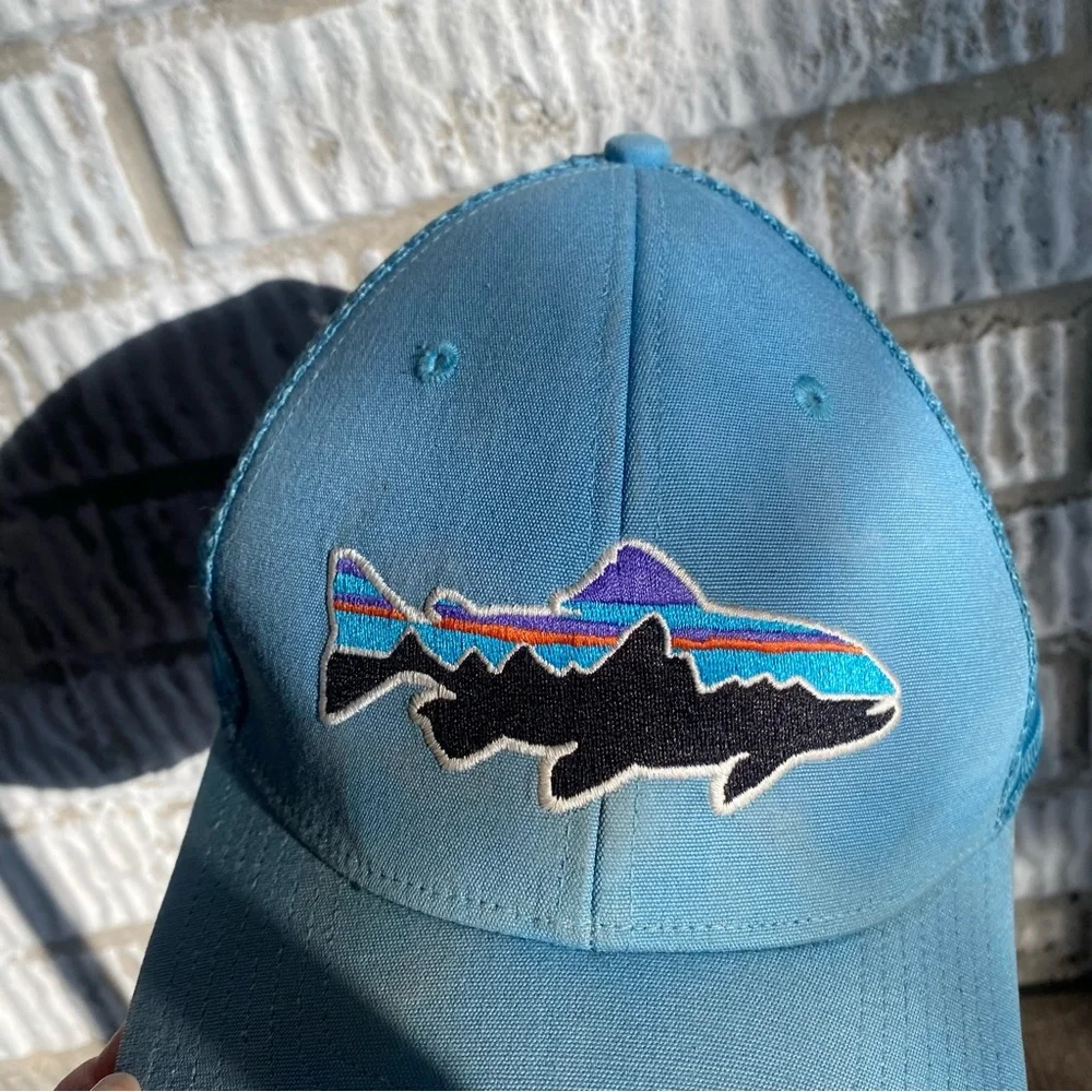 Blue Mesh Patagonia Baseball Cap Fishing Hat